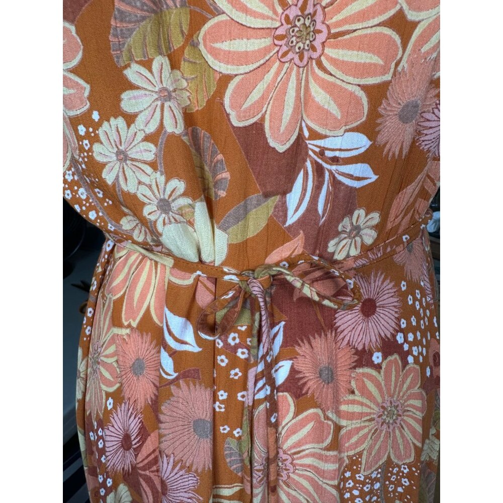 Lola P Dress Medium Floral Asymmetrical Handkerchief Hem Boho Y2K Fairy Tropical - Picture 15 of 15